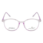Transparent Lavender Round Eyeglass Frame – Lightweight TR with Gold Metal Temples