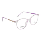 Transparent Lavender Round Eyeglass Frame – Lightweight TR with Gold Metal Temples
