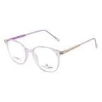 Transparent Lavender Round Eyeglass Frame – Lightweight TR with Gold Metal Temples