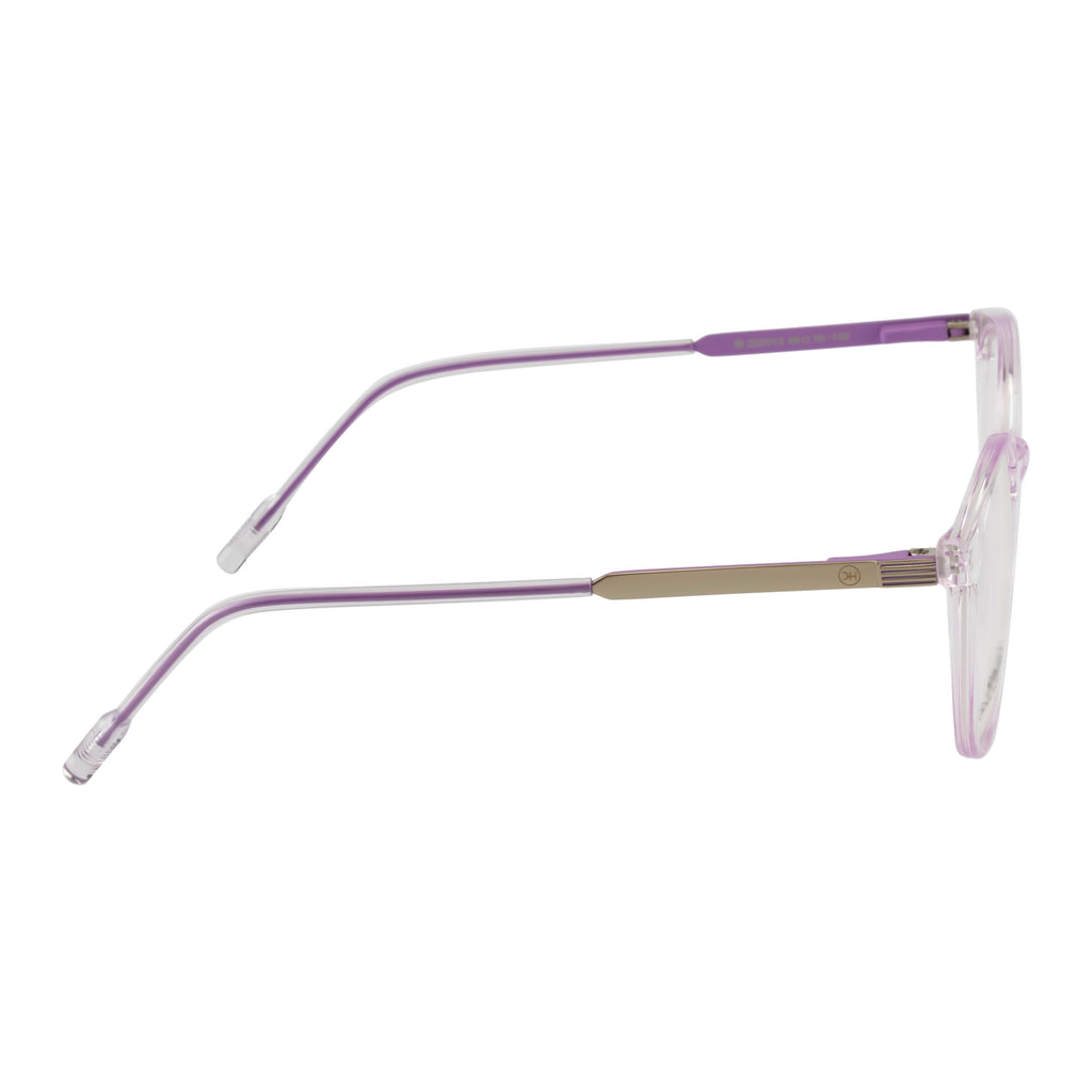 Transparent Lavender Round Eyeglass Frame – Lightweight TR with Gold Metal Temples