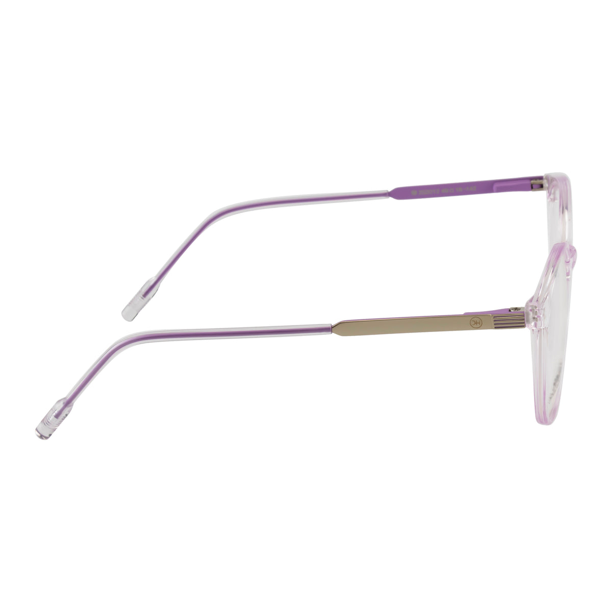 Transparent Lavender Round Eyeglass Frame – Lightweight TR with Gold Metal Temples