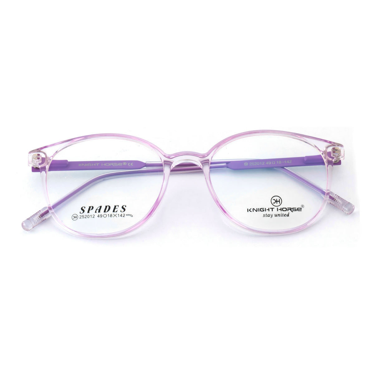 Transparent Lavender Round Eyeglass Frame – Lightweight TR with Gold Metal Temples