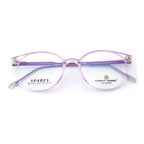 Transparent Lavender Round Eyeglass Frame – Lightweight TR with Gold Metal Temples