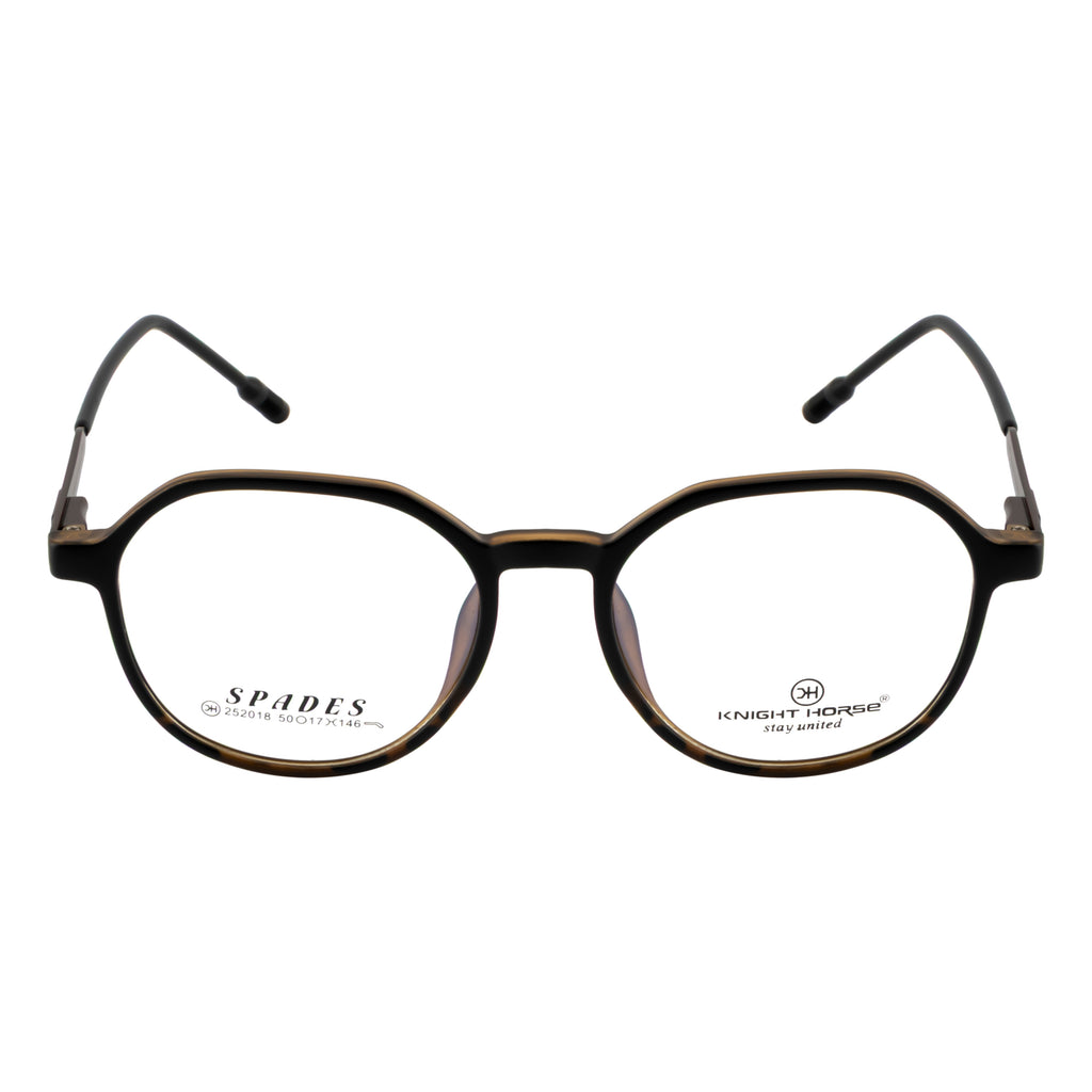 Matte Black & Tortoiseshell Round Eyeglass Frame – Lightweight TR with Metal Temples