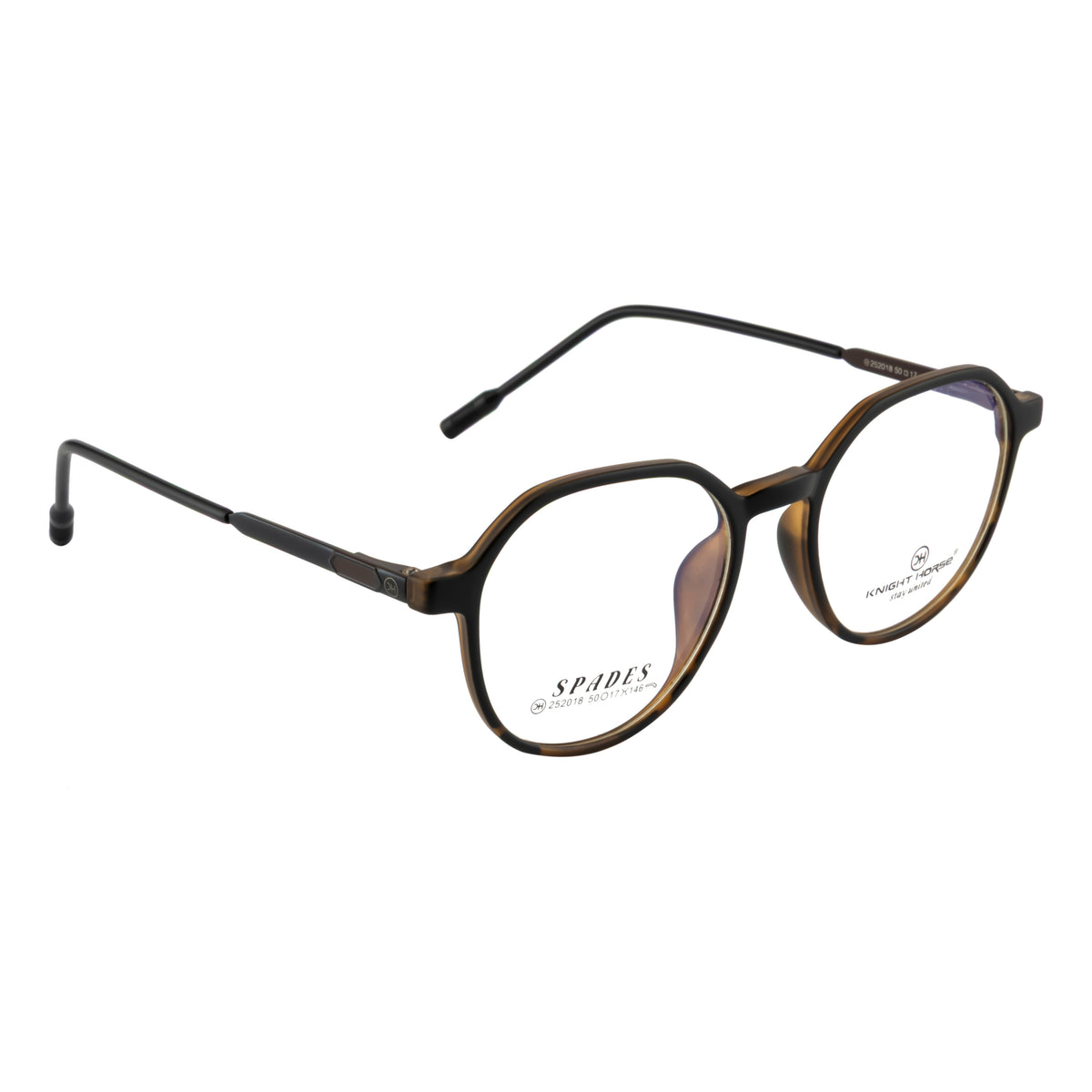 Matte Black & Tortoiseshell Round Eyeglass Frame – Lightweight TR with Metal Temples