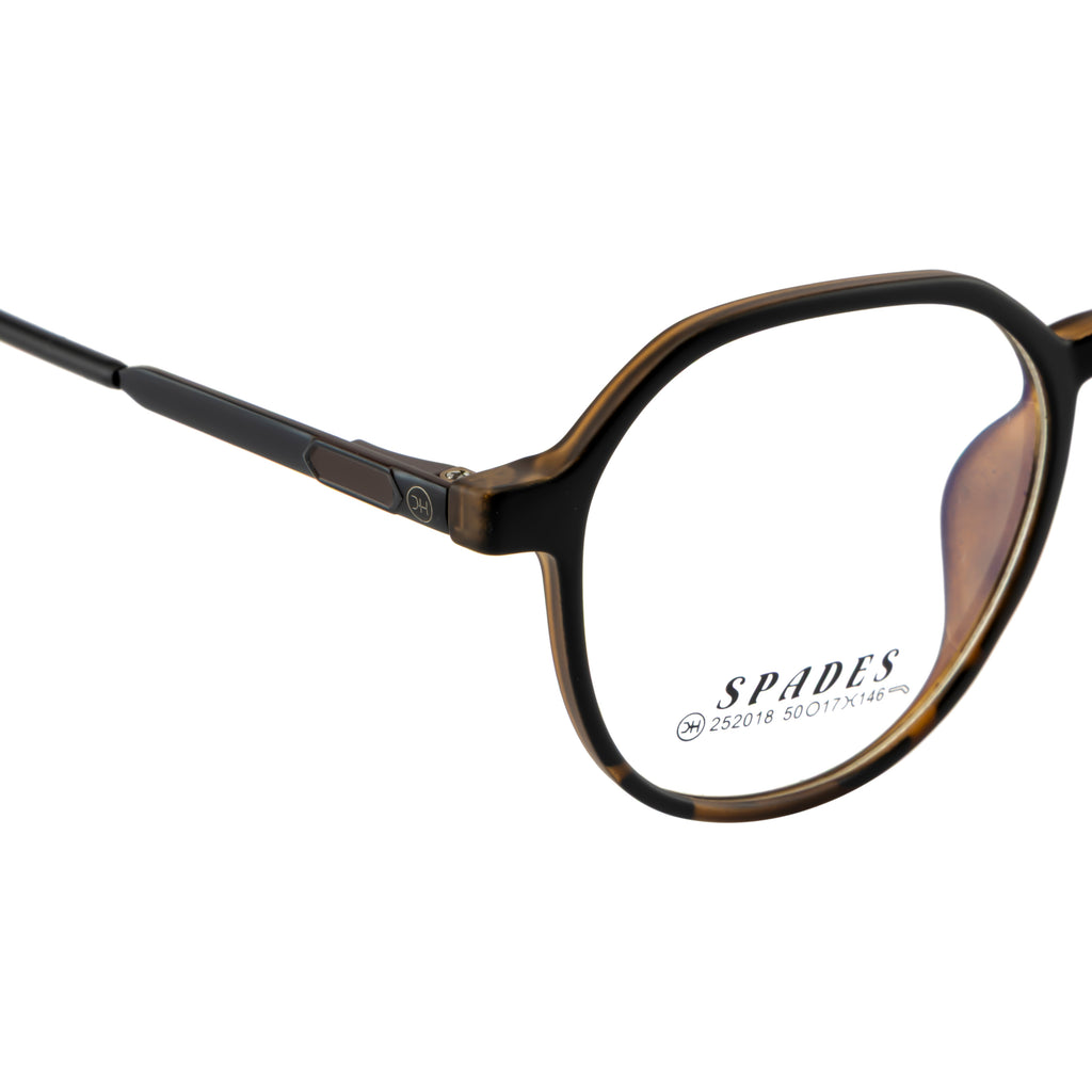 Matte Black & Tortoiseshell Round Eyeglass Frame – Lightweight TR with Metal Temples