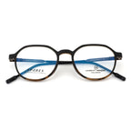 Matte Black & Tortoiseshell Round Eyeglass Frame – Lightweight TR with Metal Temples