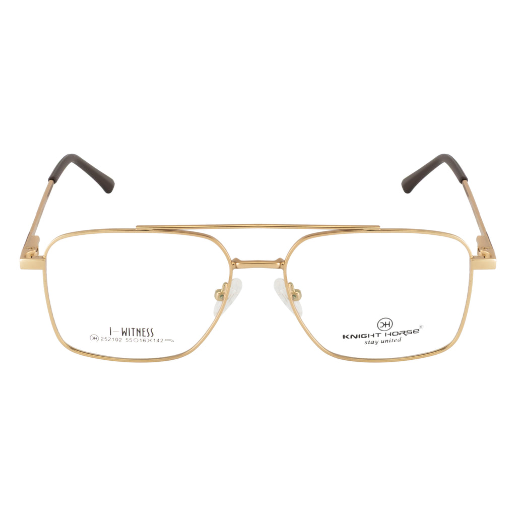 Golden Aviator Rectangular Eyeglass Frame