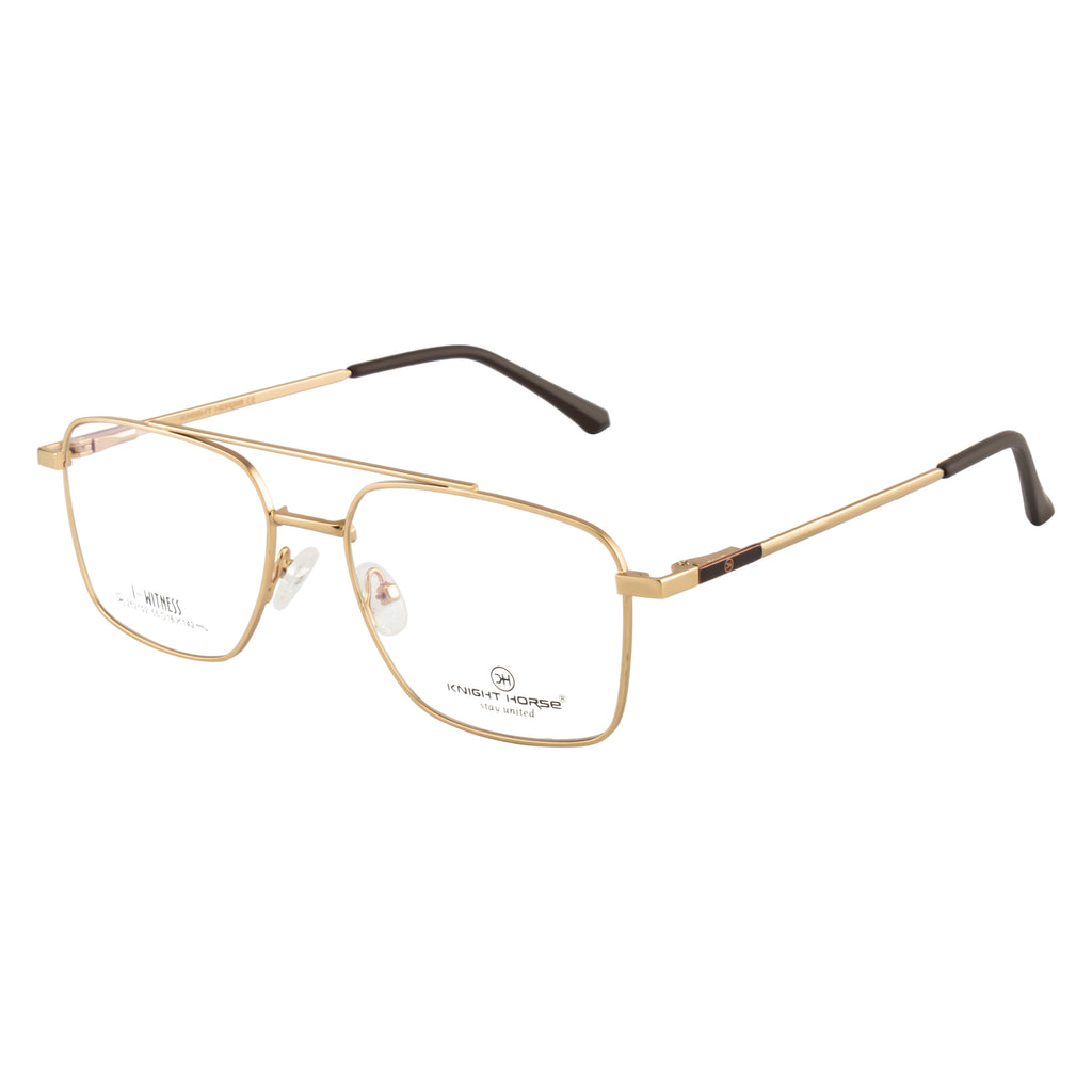 Golden Aviator Rectangular Eyeglass Frame