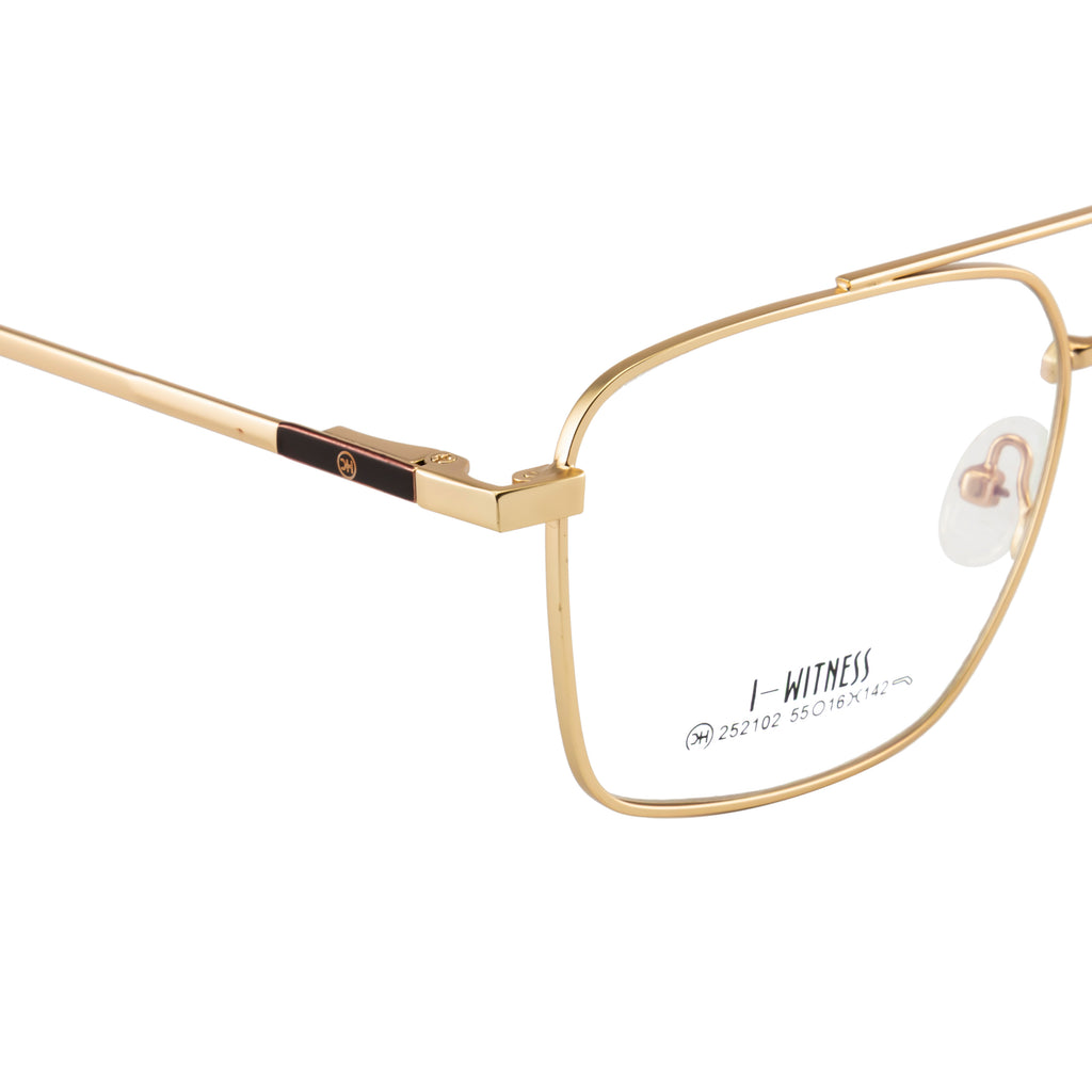 Golden Aviator Rectangular Eyeglass Frame