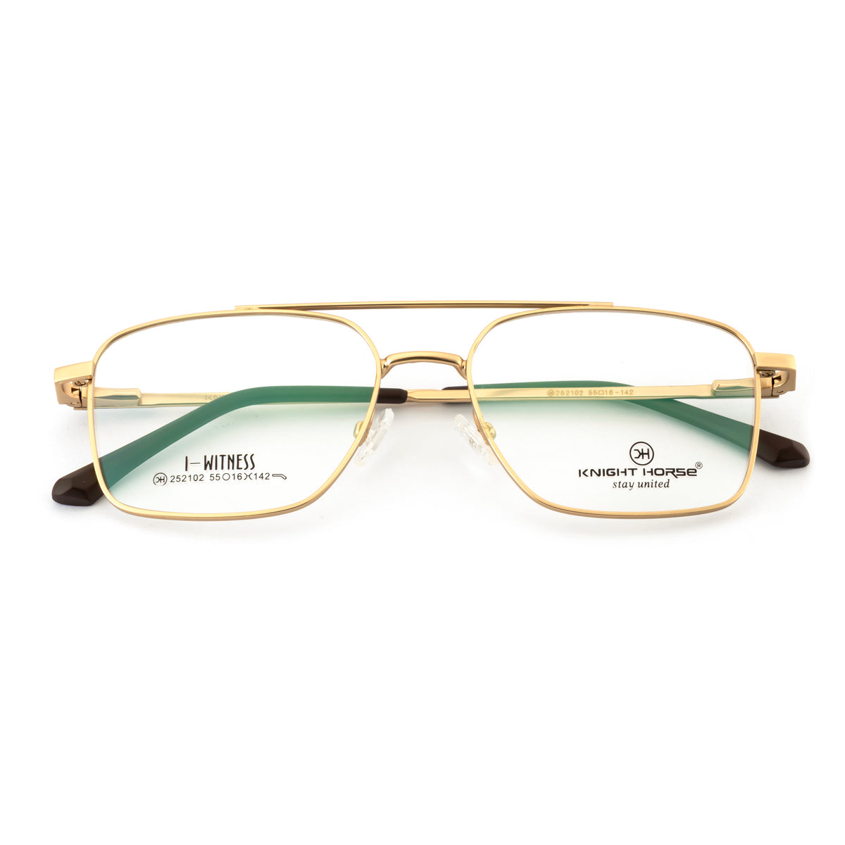 Golden Aviator Rectangular Eyeglass Frame