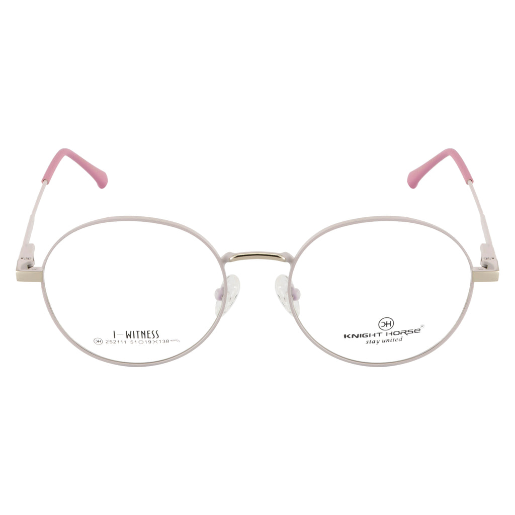 Round Metal Eyeglass Frame – Soft Ivory Pink