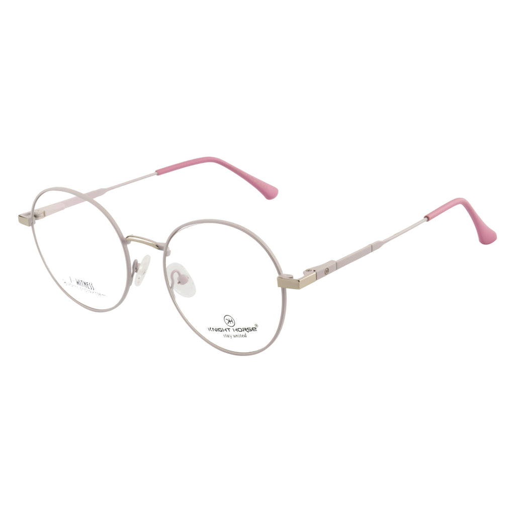 Round Metal Eyeglass Frame – Soft Ivory Pink
