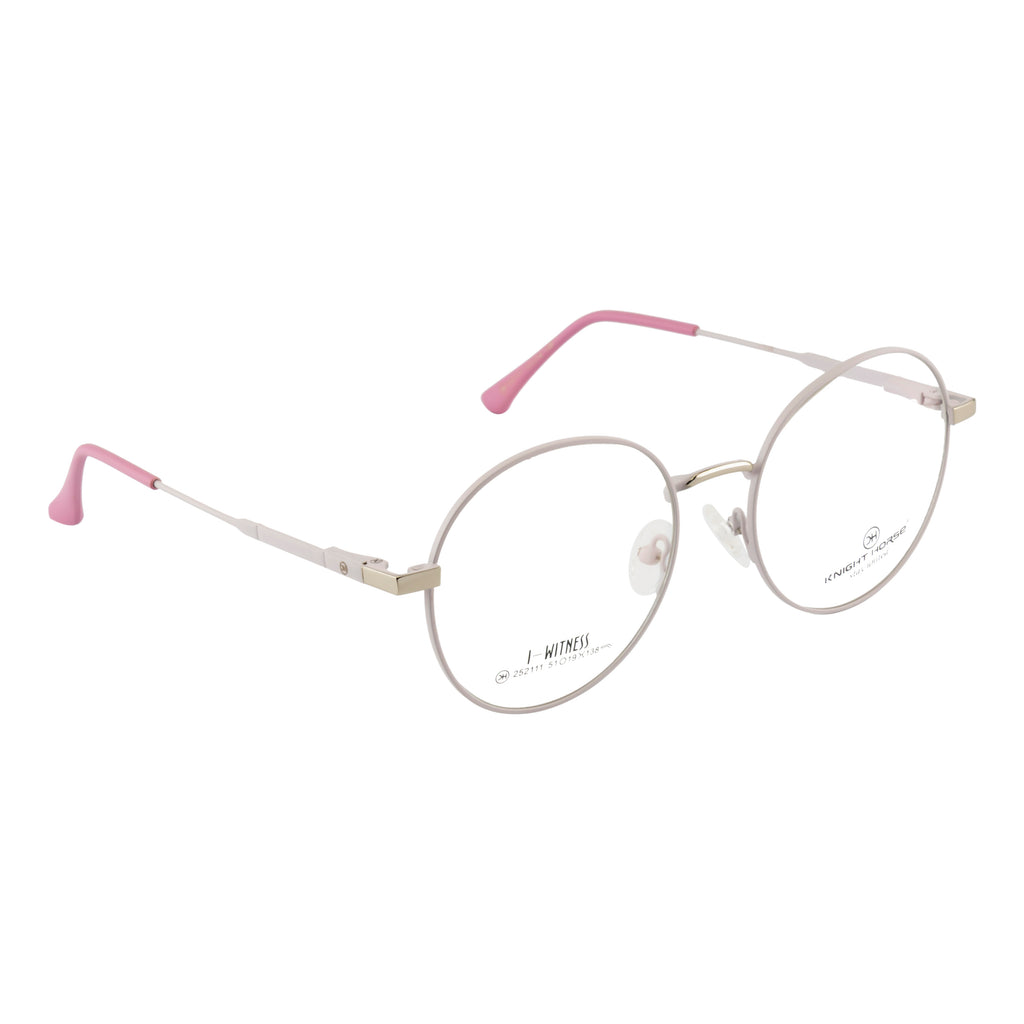 Round Metal Eyeglass Frame – Soft Ivory Pink