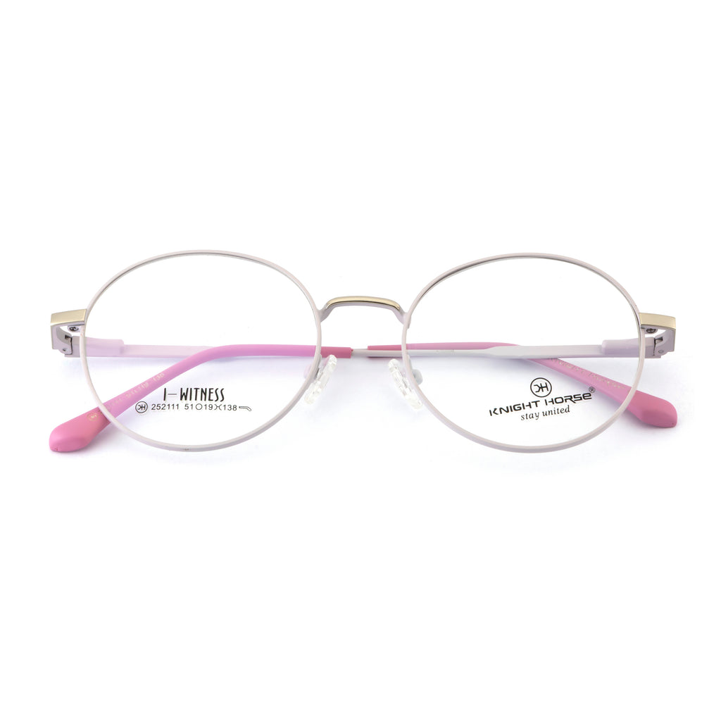 Round Metal Eyeglass Frame – Soft Ivory Pink
