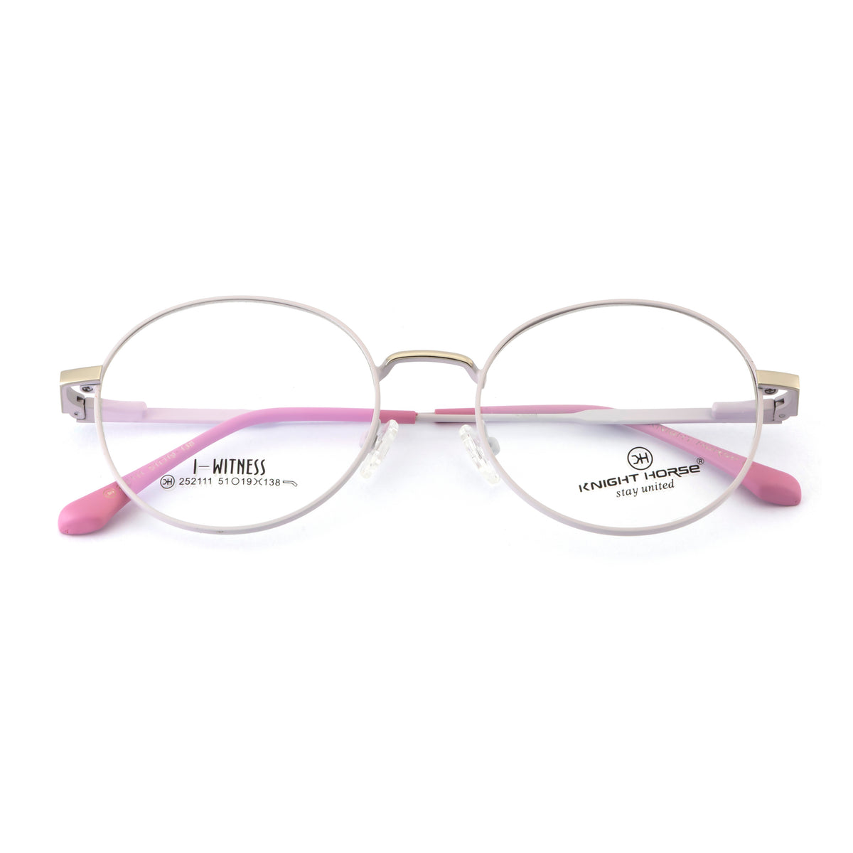 Round Metal Eyeglass Frame – Soft Ivory Pink