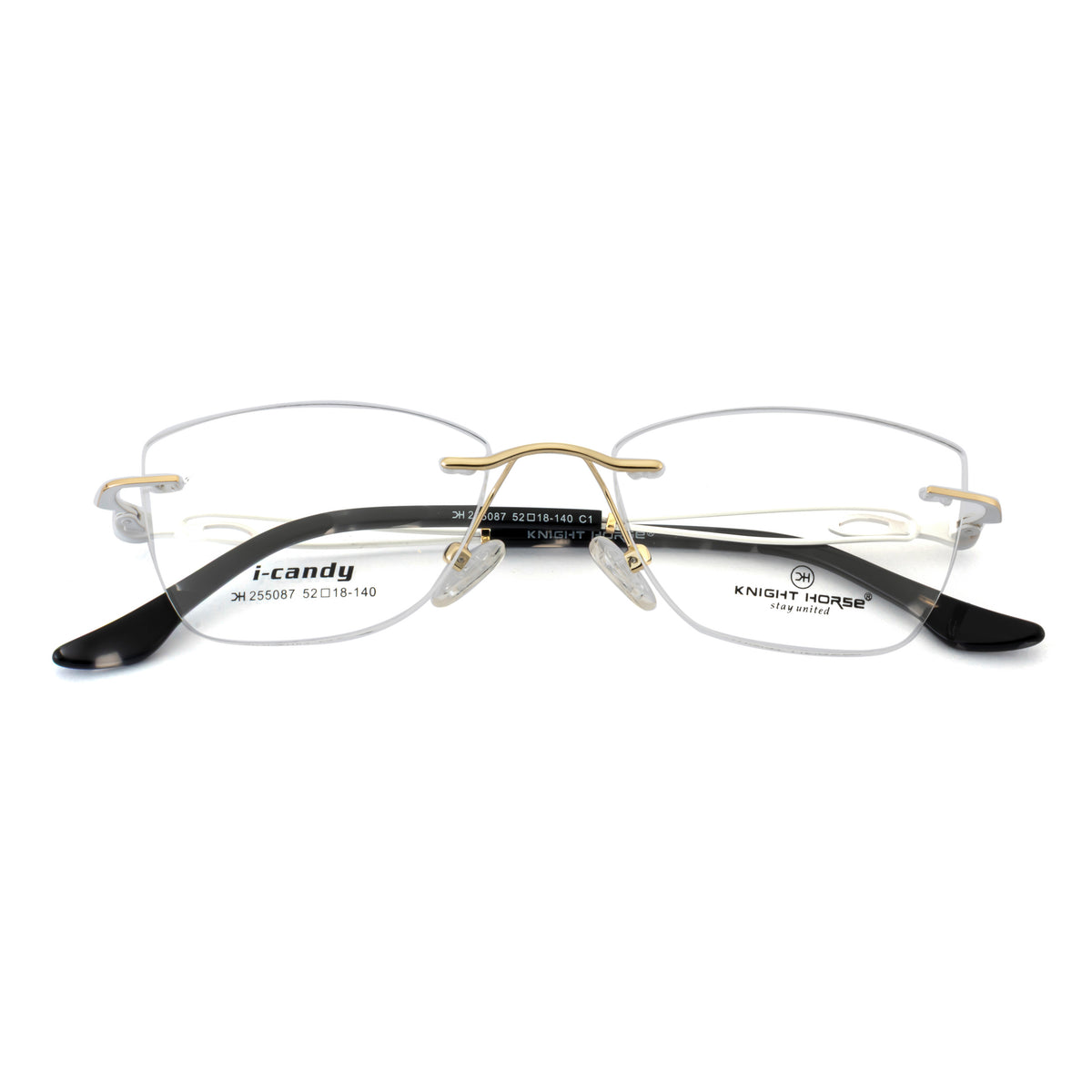Rimless Rectangular Gold Accent Eyeglass Frame