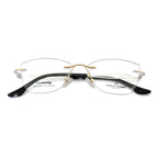 Rimless Rectangular Gold Accent Eyeglass Frame