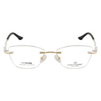 Rimless Rectangular Gold Accent Eyeglass Frame