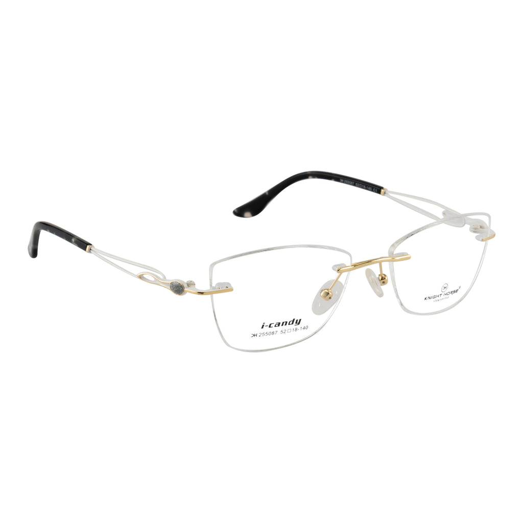 Rimless Rectangular Gold Accent Eyeglass Frame