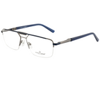 Eyewear - Silver & Blue Color | Geometric Design | with Spring Hinges | Double Bar