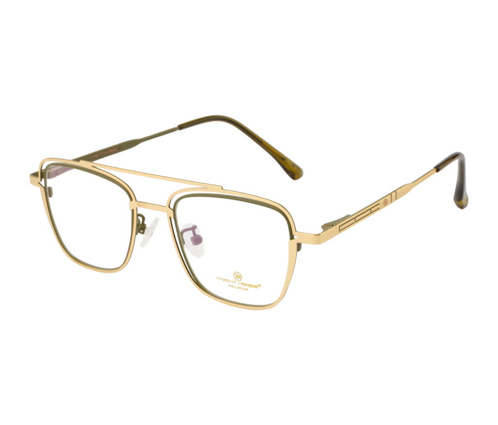 Double Metal Rim Eyewear: Gold & Green with New Shapes and Spring Hinges