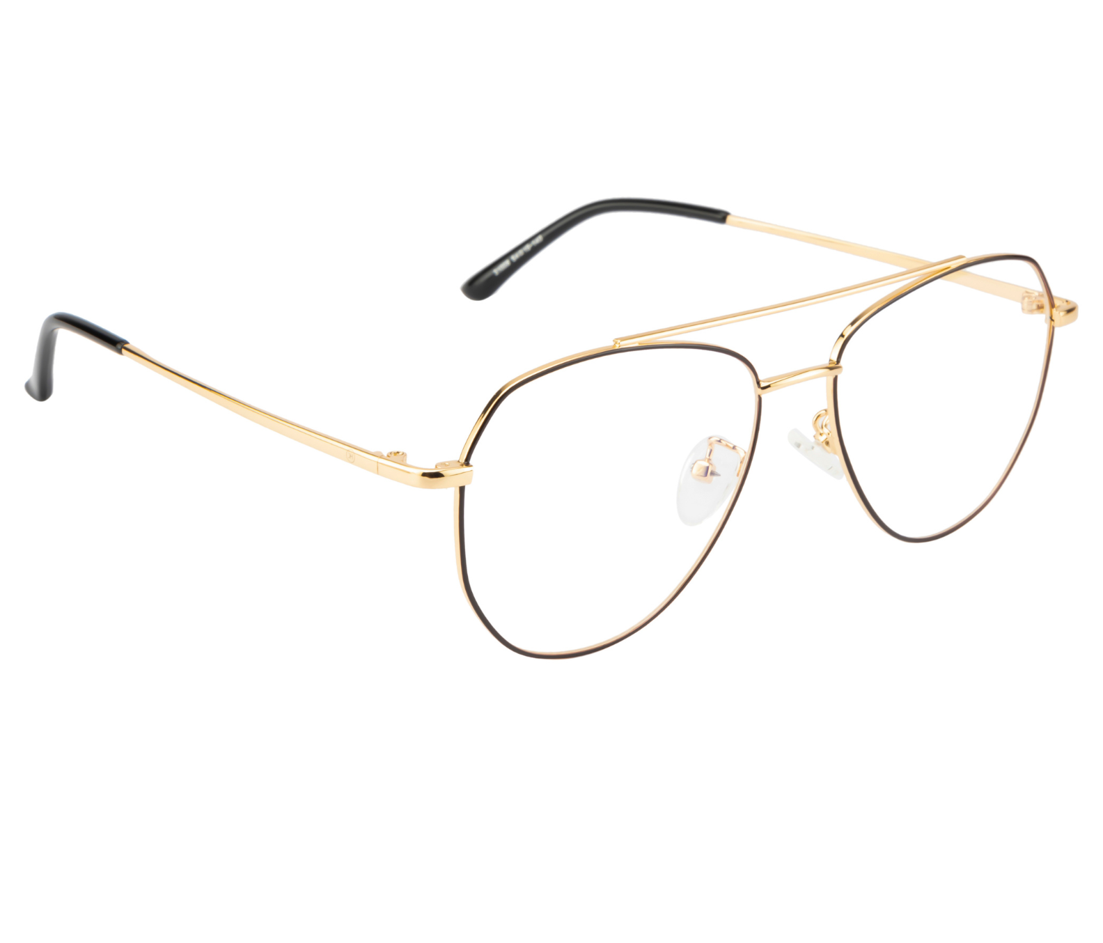 Aviator Glasses: Gold & Black Frame with Blue Cut Lenses