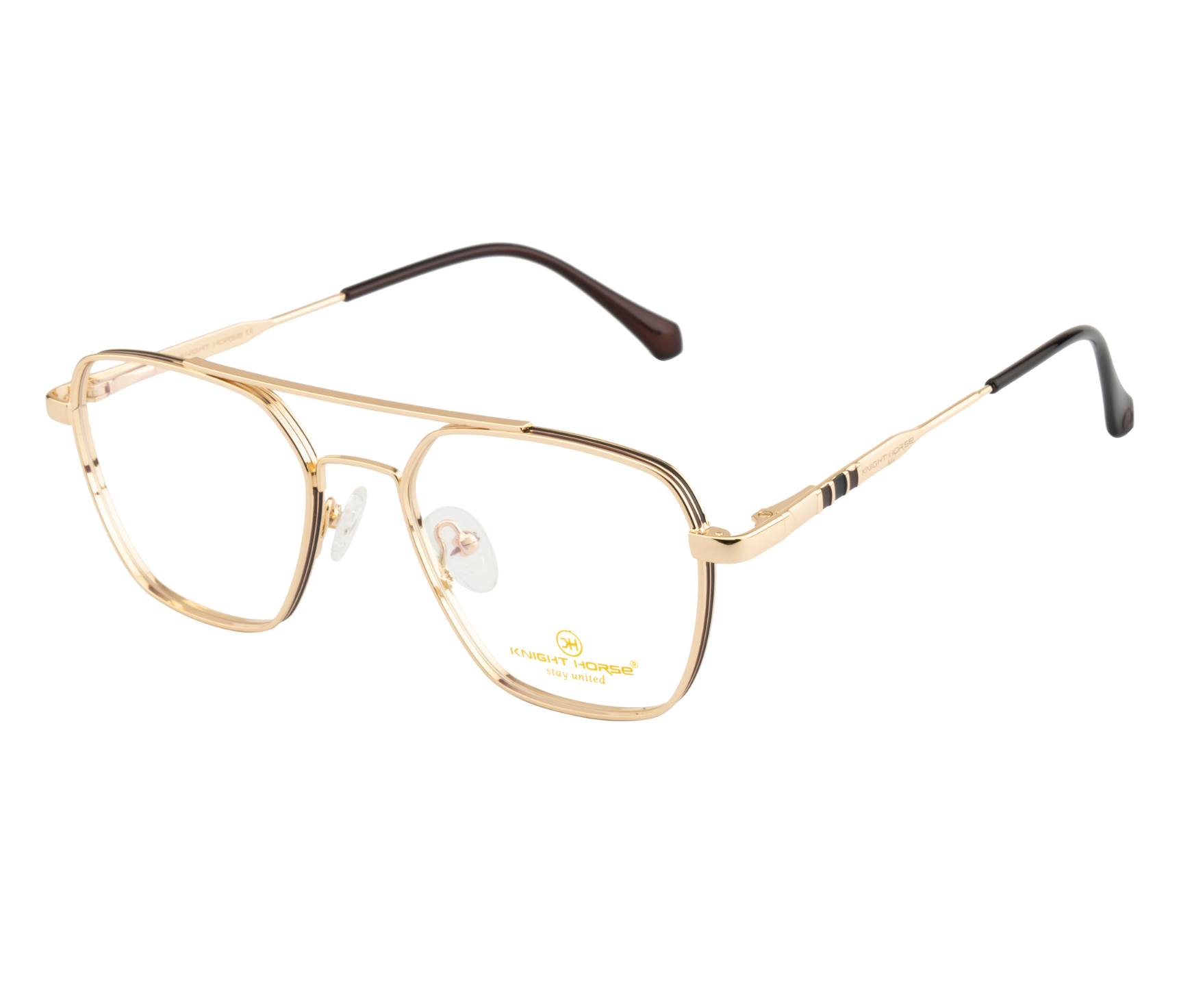 Geometric Luxe: Metal Eyewear with Two-Tone Rim and Spring Hinges