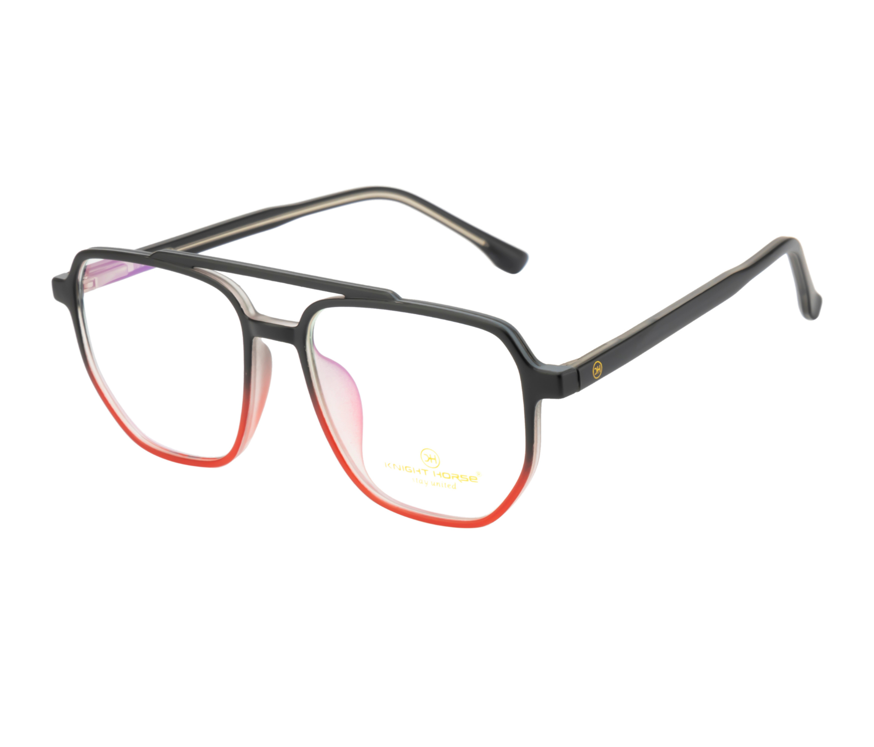 Eyewear: Half Black, Half Red with Spring Hinges