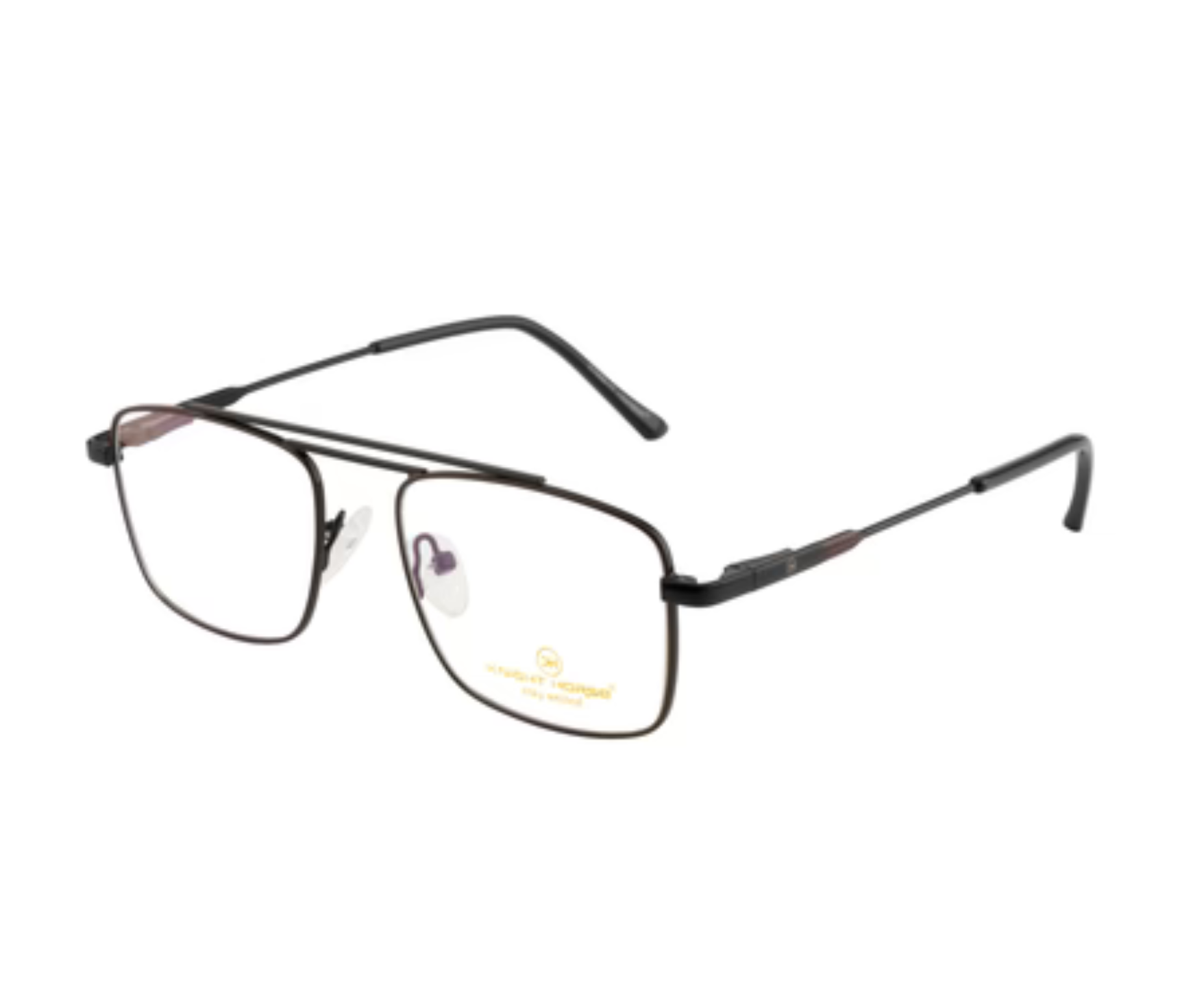DualTone Rectangle Metal Eyewear with Double Bar Spring Hinges
