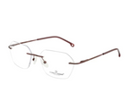 Hexagonal Rimless Metal Eyewear - Maroon Red