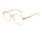 HexaGlow: Glossy Transparent Pink Hexagonal Eyewear for Women