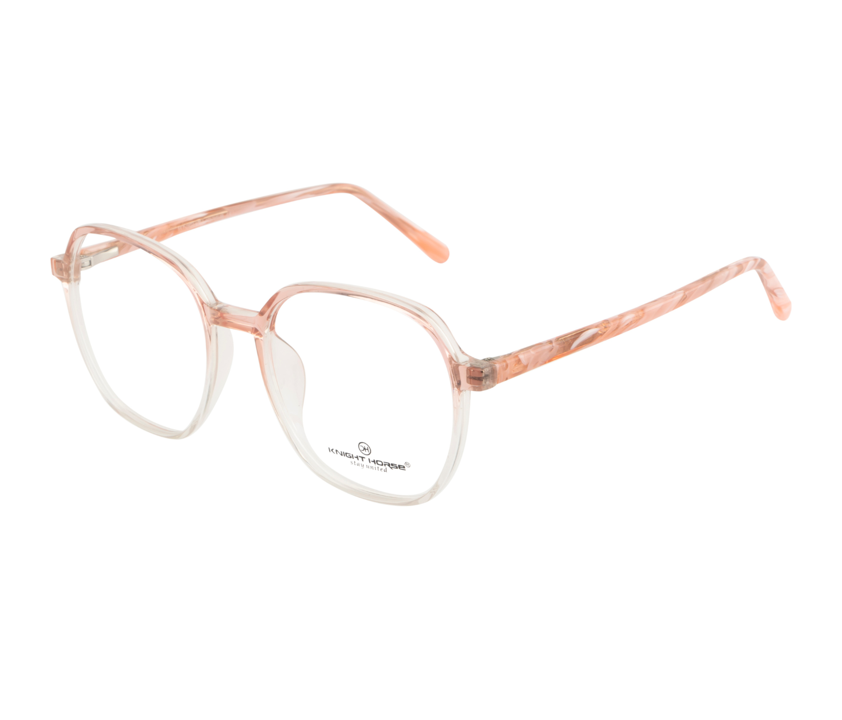 HexaGlow: Glossy Transparent Pink Hexagonal Eyewear for Women