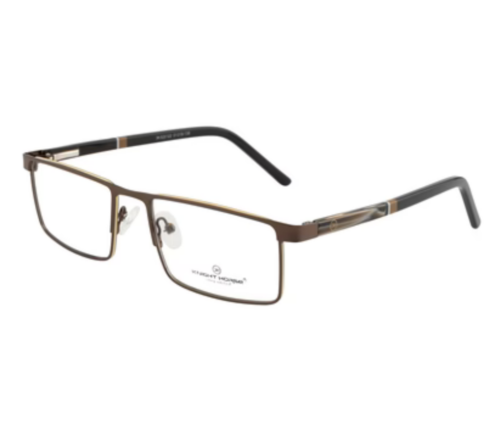 Classic: Brown Metal Rectangle Glasses with Spring Hinges