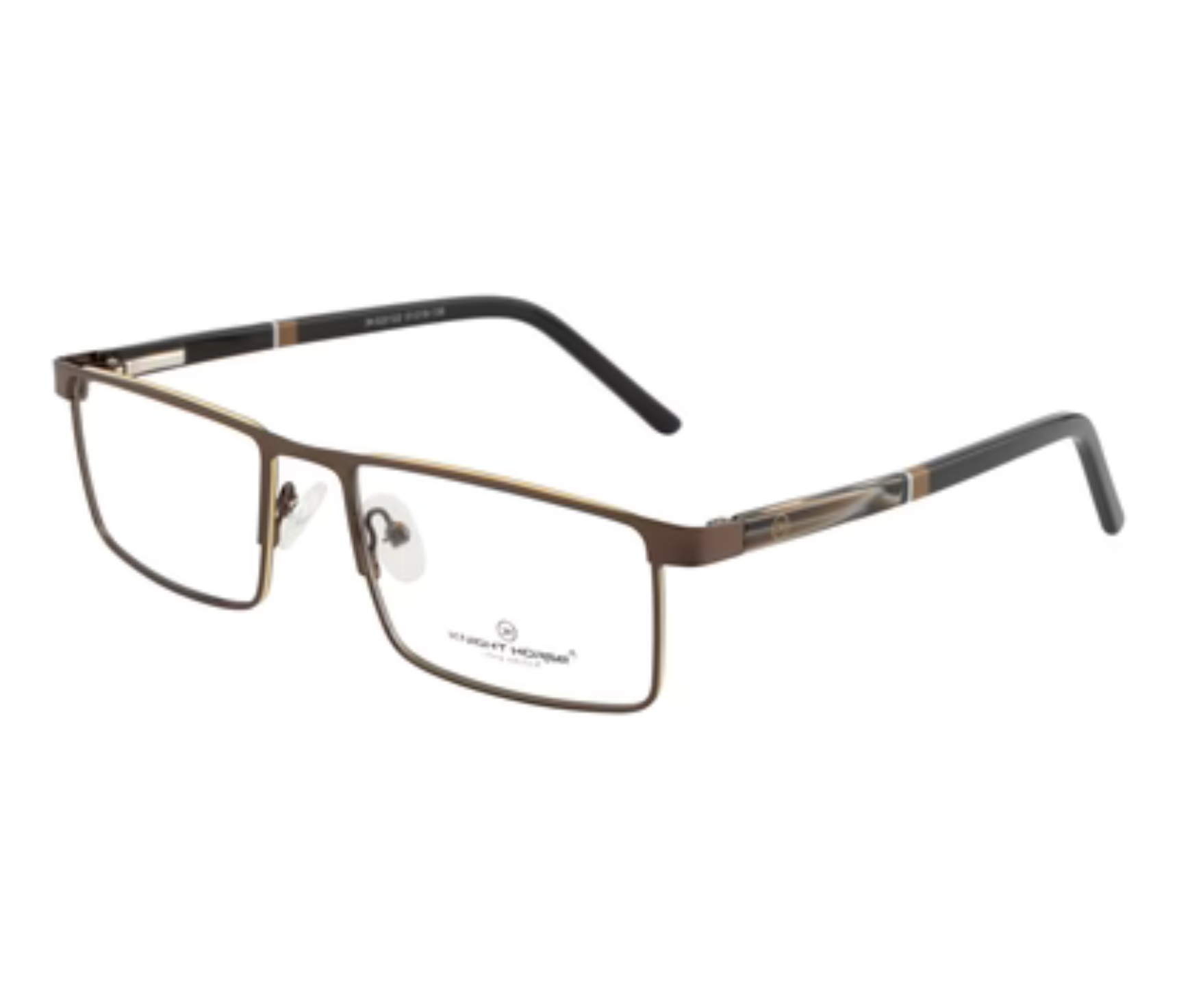 Classic: Brown Metal Rectangle Glasses with Spring Hinges