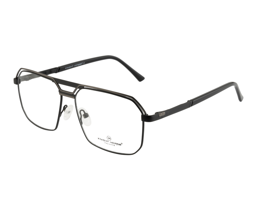 Metal Eyewear - Black Color | Geometric Design | with Spring Hinges | Double Bar