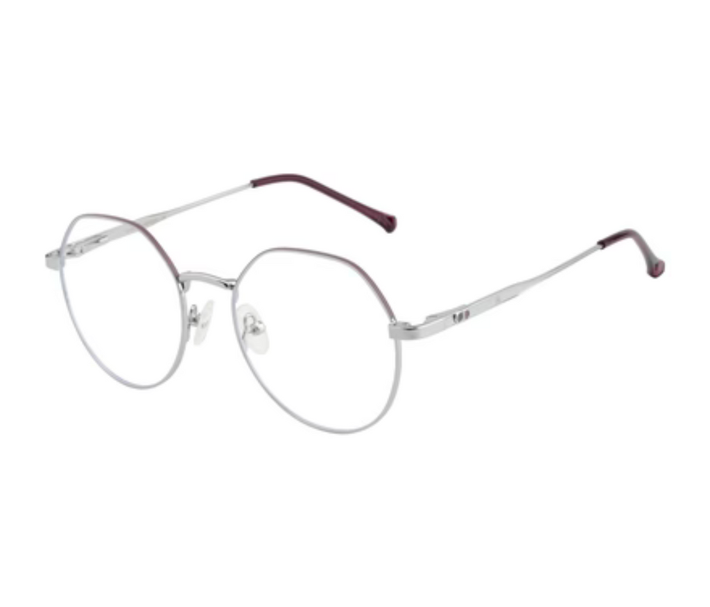 Women's Geometric Metal Eyewear - Silver & Violet with Spring Hinges
