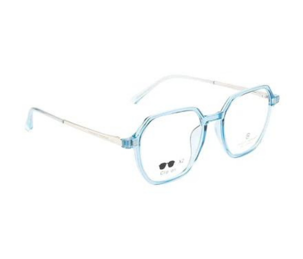 Knight Horse Geometric Clip-On Sunglasses: Glossy Black with Dual Clip-Ons and Spring Hinges