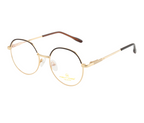Classic: Gold & Brown Round Metal Eyewear with Spring