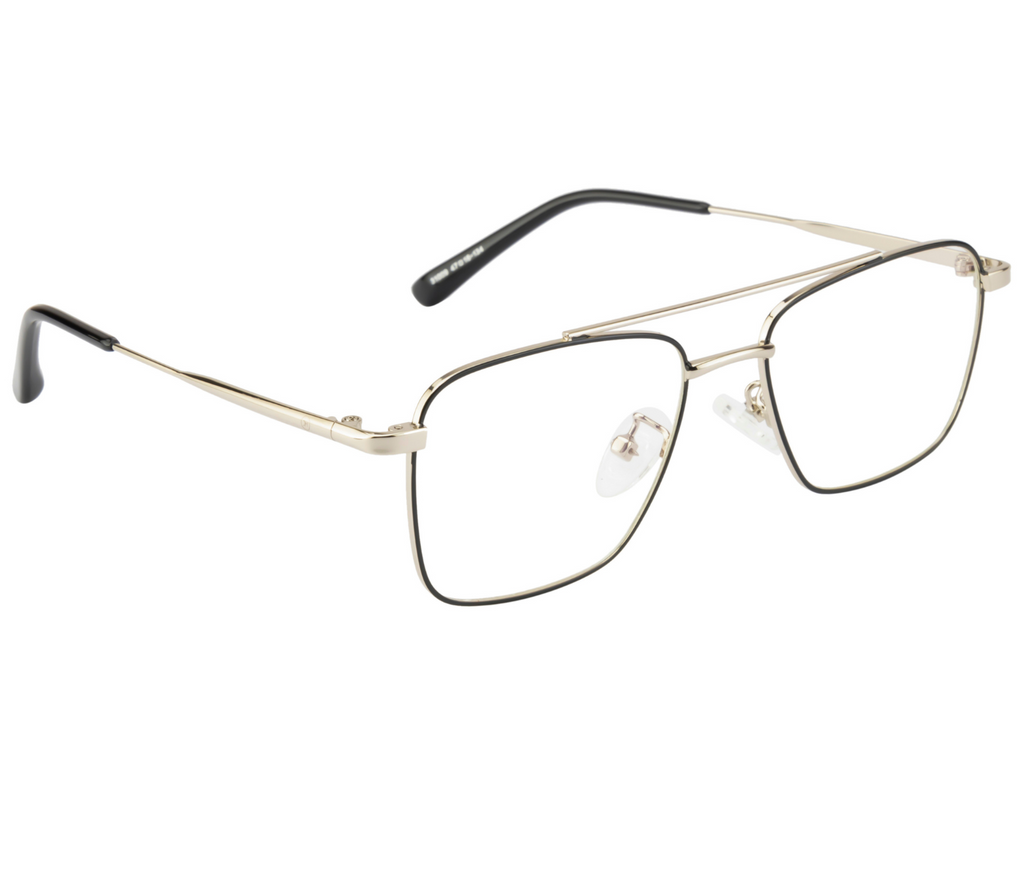 BlueCut Gold-Black Rectangular Metal Eyewear