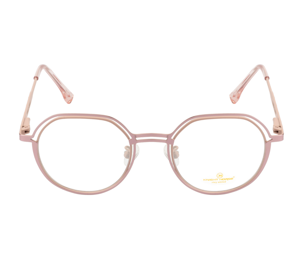 Pink Metal Double Rim Eyewear: New Shape with Spring Sides