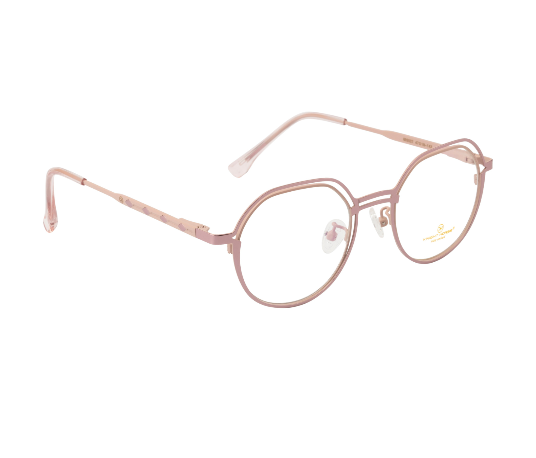 Pink Metal Double Rim Eyewear: New Shape with Spring Sides