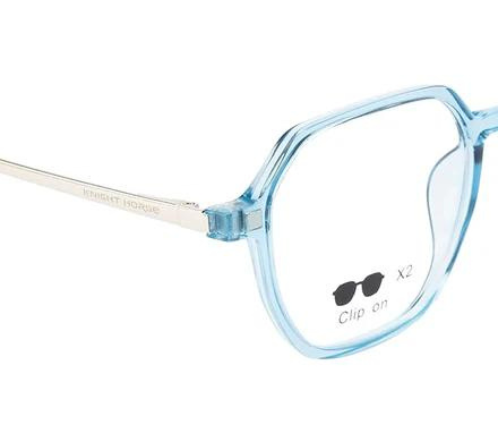 Knight Horse Geometric Clip-On Sunglasses: Glossy Black with Dual Clip-Ons and Spring Hinges