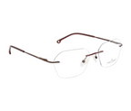 Hexagonal Rimless Metal Eyewear - Maroon Red