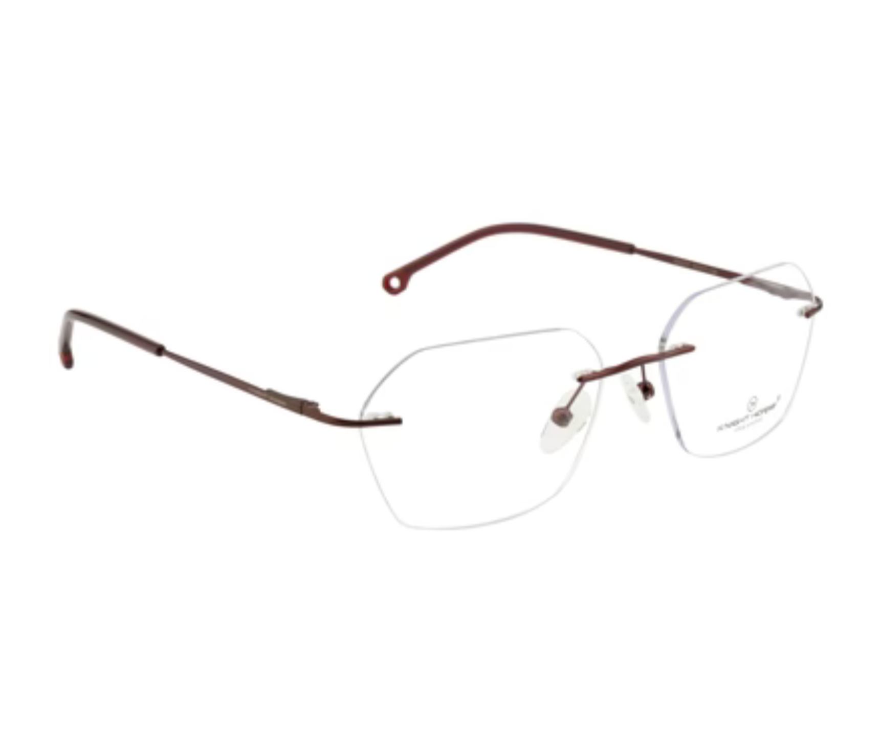 Hexagonal Rimless Metal Eyewear - Maroon Red
