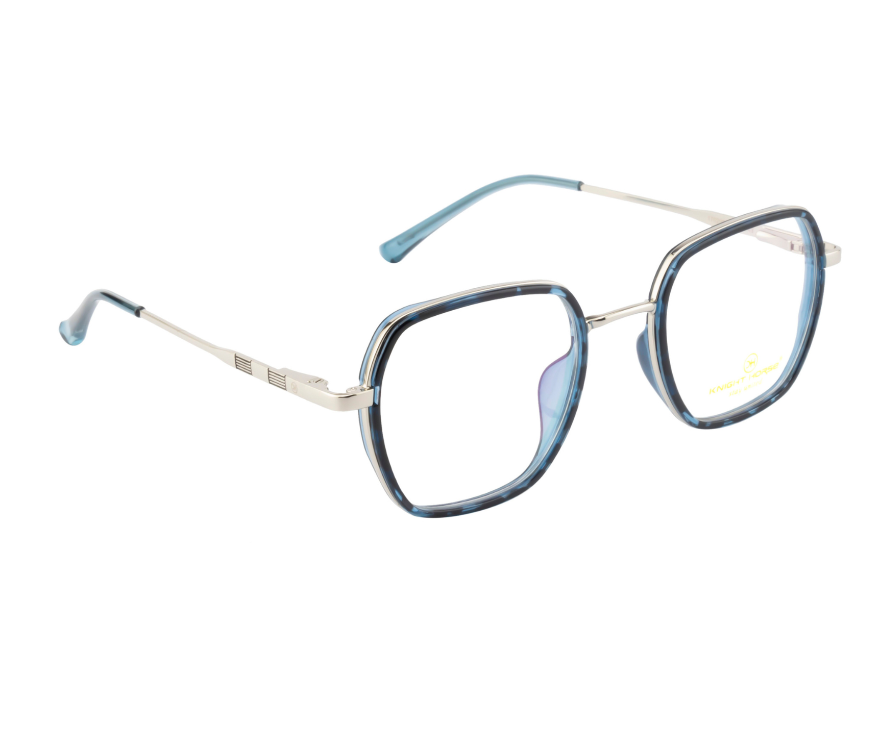 Geometric Fusion Rim Eyewear - DA Blue & Silver with Spring