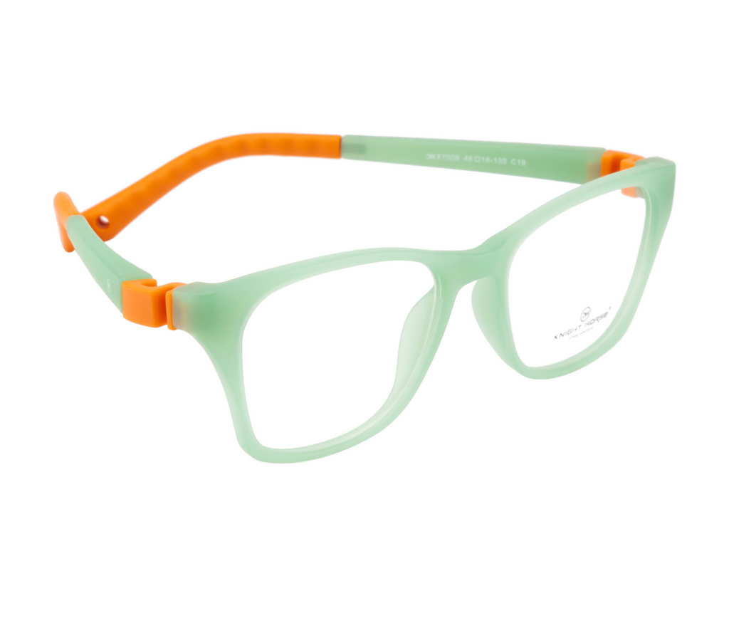 Kids Rectangle Eyewear Frames in Green & Orange - Lightweight and Durable