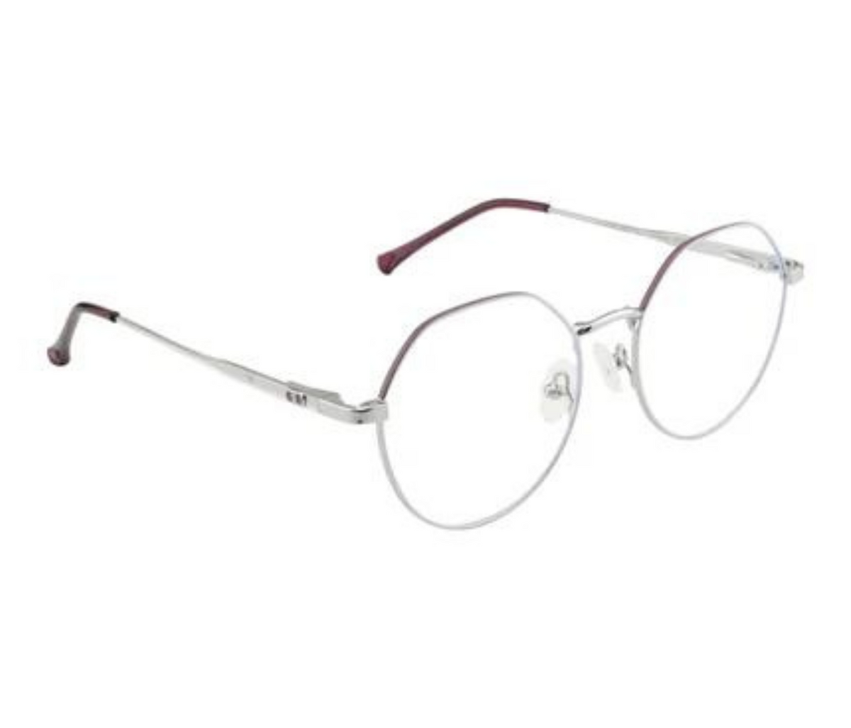 Women's Geometric Metal Eyewear - Silver & Violet with Spring Hinges