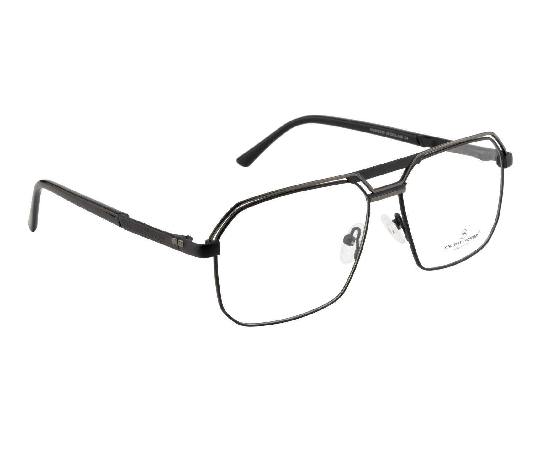 Metal Eyewear - Black Color | Geometric Design | with Spring Hinges | Double Bar