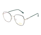 Metal Eyewear Frames: Silver & Green Elegance with Spring Hinges